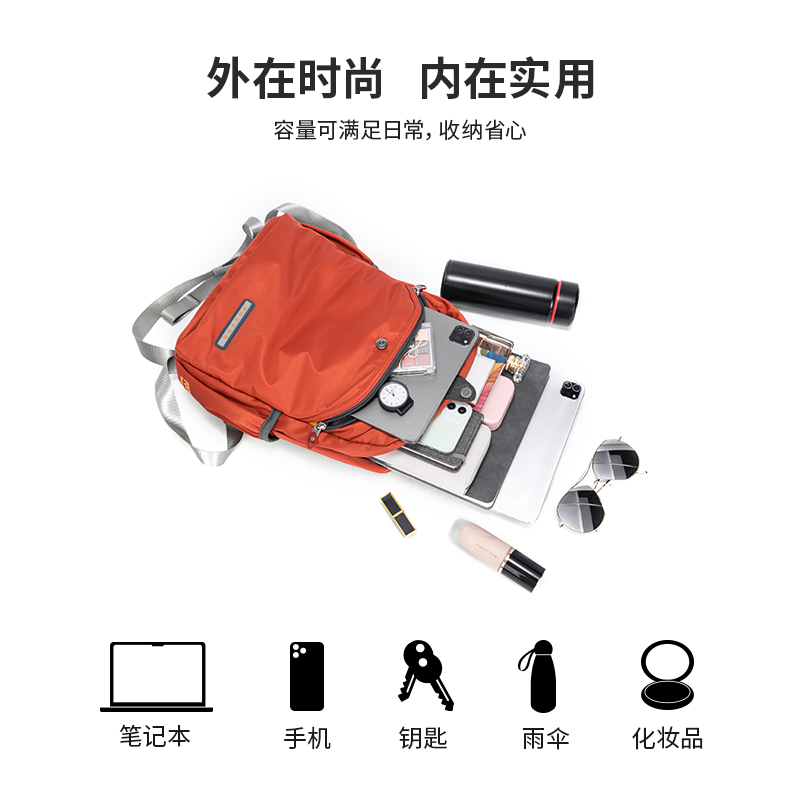 轻便双肩包女2022新款户外小背包牛津布旅行包大容量学生电脑书包 - 图1