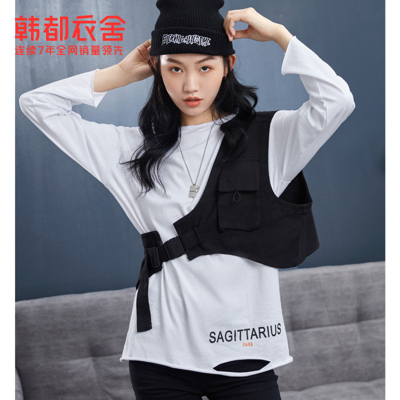 韩都衣舍2020秋新款洋气白色打底衫 韩都衣舍秀衣莲T恤