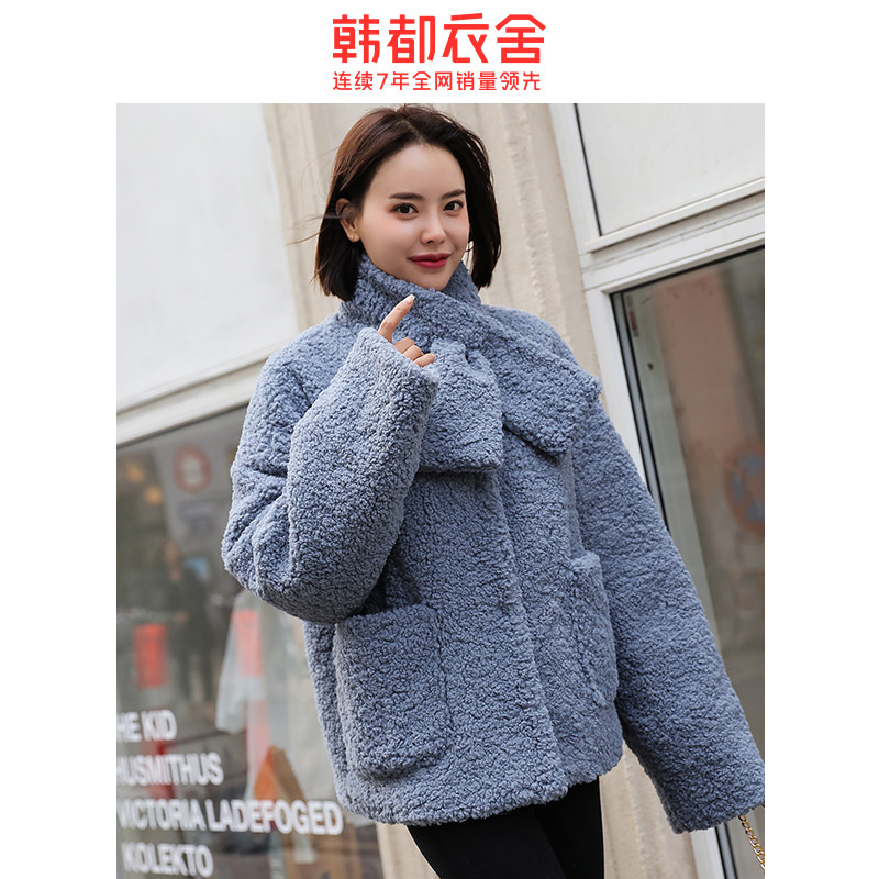韩都衣舍2020冬装新款韩版纯色仿璎 韩都衣舍秀衣莲棉衣/棉服