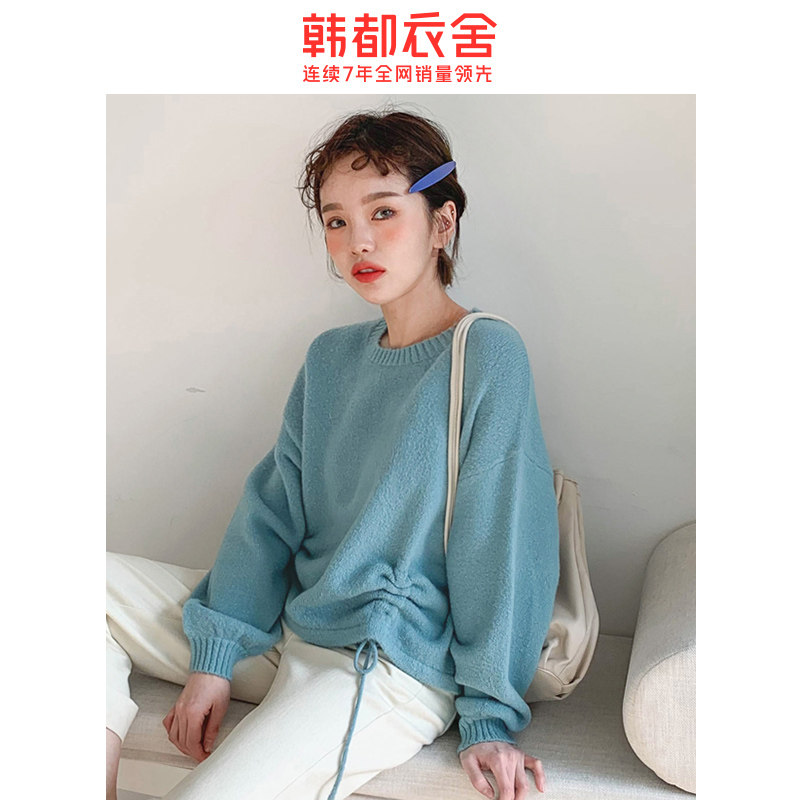 韩都衣舍2020秋装新款韩版粉色毛衣 韩都衣舍秀衣莲毛衣
