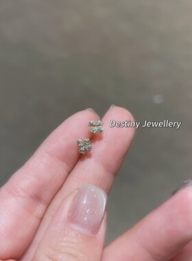 精工版四叶草锆石耳钉