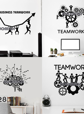 大脑芯片脑力创意灯泡初创公司贴画团队合作teamwork贴纸教室墙贴