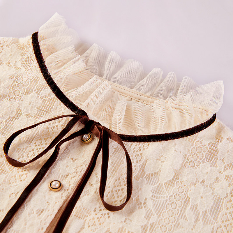 辛格茜加绒蕾丝衬衫2021冬季打底衫 singhwest辛格茜服饰旗舰蕾丝衫/雪纺衫