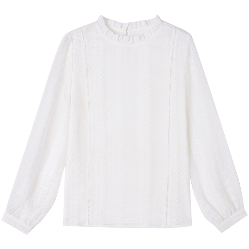 白色秋冬季2020新款长袖加绒雪纺衫 singhwest辛格茜服饰旗舰蕾丝衫/雪纺衫
