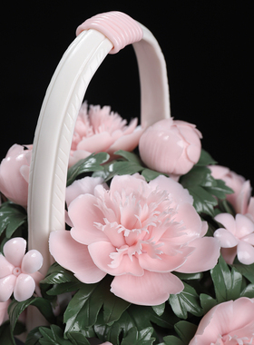 东方泥土手工陶瓷百花争艳花摆件