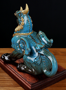 东方泥土 陶瓷貔貅招财摆件 家居客厅皮休镇宅装饰工艺品乔迁礼品