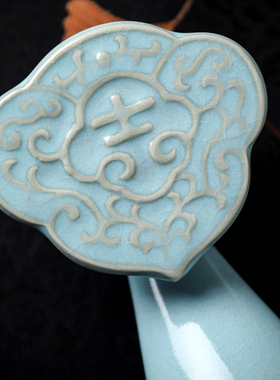 东方泥土汝窑吉祥如意镇纸摆件