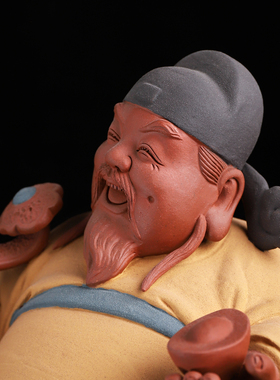 张明贵大师作品陶瓷财神爷摆件