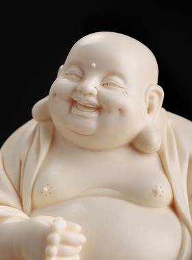 东方泥土《提珠弥勒》玉黄瓷摆件