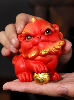 东方泥土福禄喜狮陶瓷国潮摆件