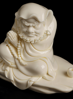 张明贵大师作品陶瓷小达摩摆件