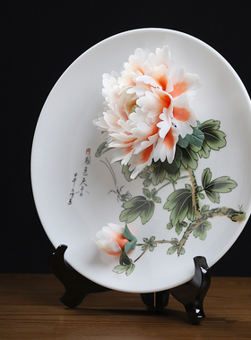 东方泥土中式风手捏陶瓷家居挂盘