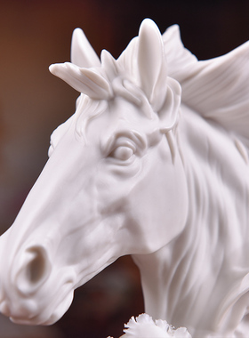 东方泥土陶瓷花艺术马摆件雕塑品