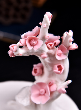 东方泥土陶瓷中式风禅意喜上摆件