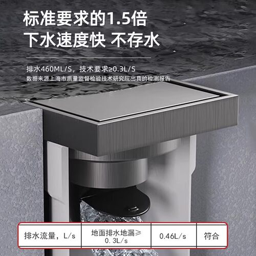 潜水艇地漏隐形淋浴精铜防臭小隐长方形黑色大排量镶砖旗舰大隐 - 图2