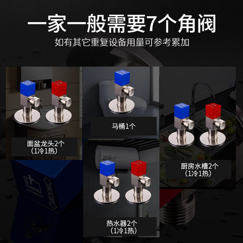 潜水艇冷热三角阀热水器球阀八字阀门开关家用马桶止水阀全铜加厚 - 图3