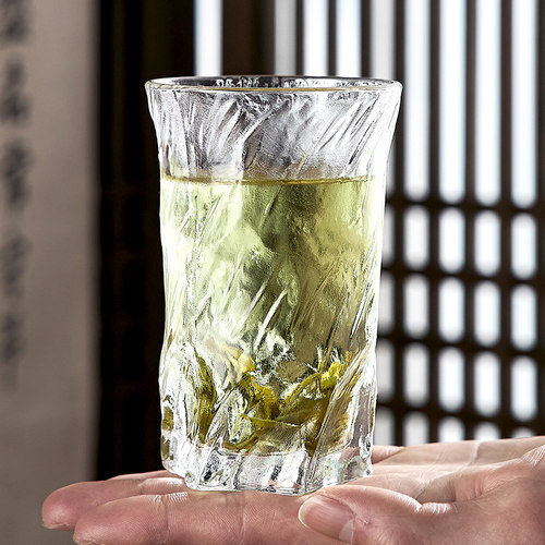 高颜值冰川杯纹玻璃杯子家用客厅家庭杯具喝水待客泡茶杯套装6只 - 图2