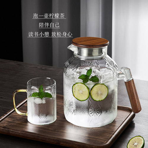 复古冷水壶玻璃耐高温家用大容量水瓶白开水杯套装扎壶茶壶凉水壶 - 图0