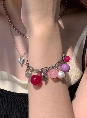 海洋水果糖串珠项链天然度假风