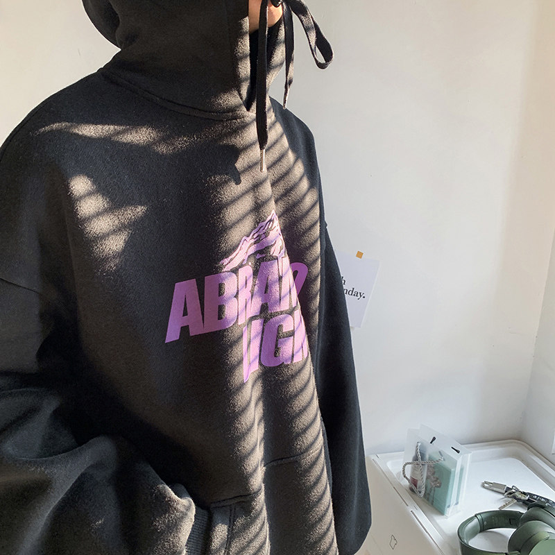 加绒秋冬宽松连帽韩版潮流加厚卫衣 行更远卫衣