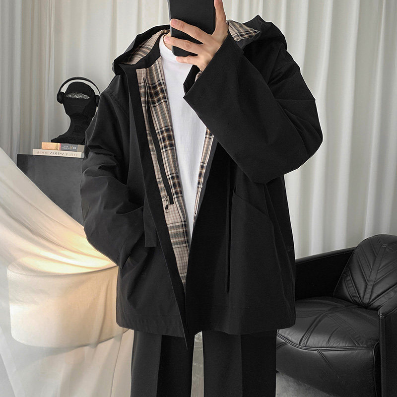 韩版潮流宽松连帽港风学生帅气夹克 行更远夹克