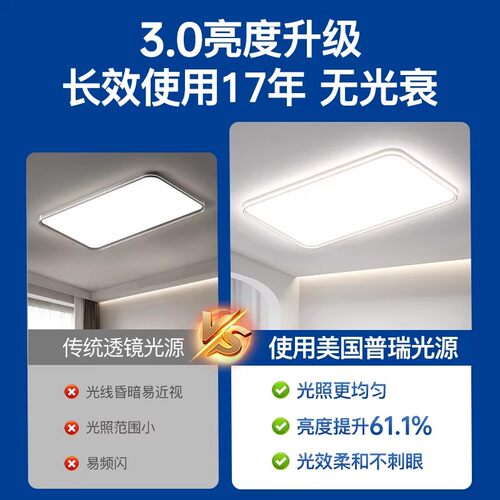 长虹客厅灯无缝隙吸顶灯护眼客厅主灯2025年新款广东中山灯具套餐 - 图3