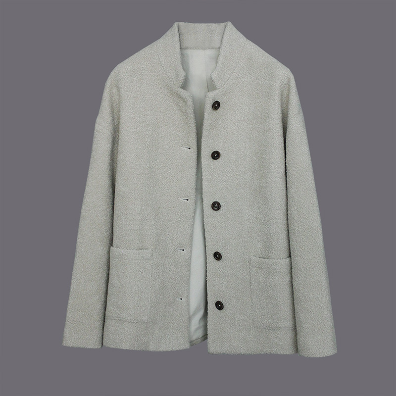 小香风羊毛圈圈呢外套女短款复古简约小个子奶油白高级感春秋冬装 - 图2