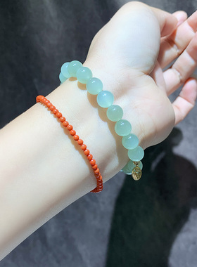 18k金天然南红玛瑙手链女