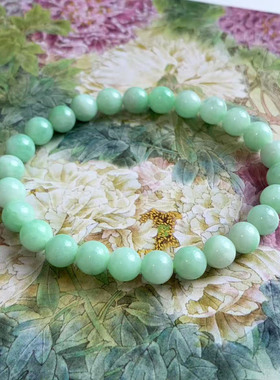 天然翡翠A货圆珠阳绿手串