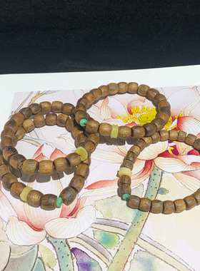 天然桶珠绿奇楠沉香手串