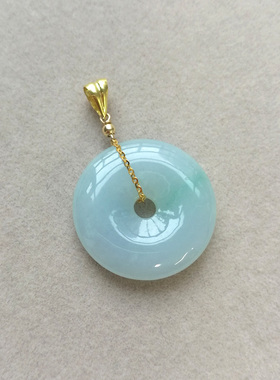 原创设计18k金扣头镶嵌翡翠吊坠