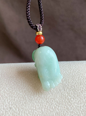 天然翡翠A货知足常乐吊坠