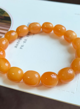天然俄料琥珀蜜蜡枣珠手串