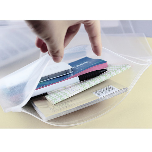 考场袋 拉边袋 防水资料袋拉链袋透明文件袋A4塑料磨砂A6A5银行零钱袋B5增值税发票据收纳合同袋定制logo印刷 - 图2