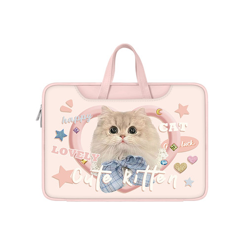 V-SION可爱猫咪笔记本电脑包手提适用苹果macbook15点6寸小新air13.3华为matebook联想女14内胆包pro保护套 - 图3