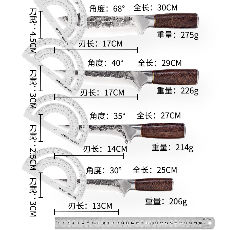 楚家刀剔骨分割刀专用专业屠宰小尖刀屠夫锋利吹毛断发卖肉特快刀-图3