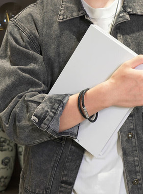 【自营】Calvin Klein/凯文克莱CK型格系列复古潮流男款手绳钛钢