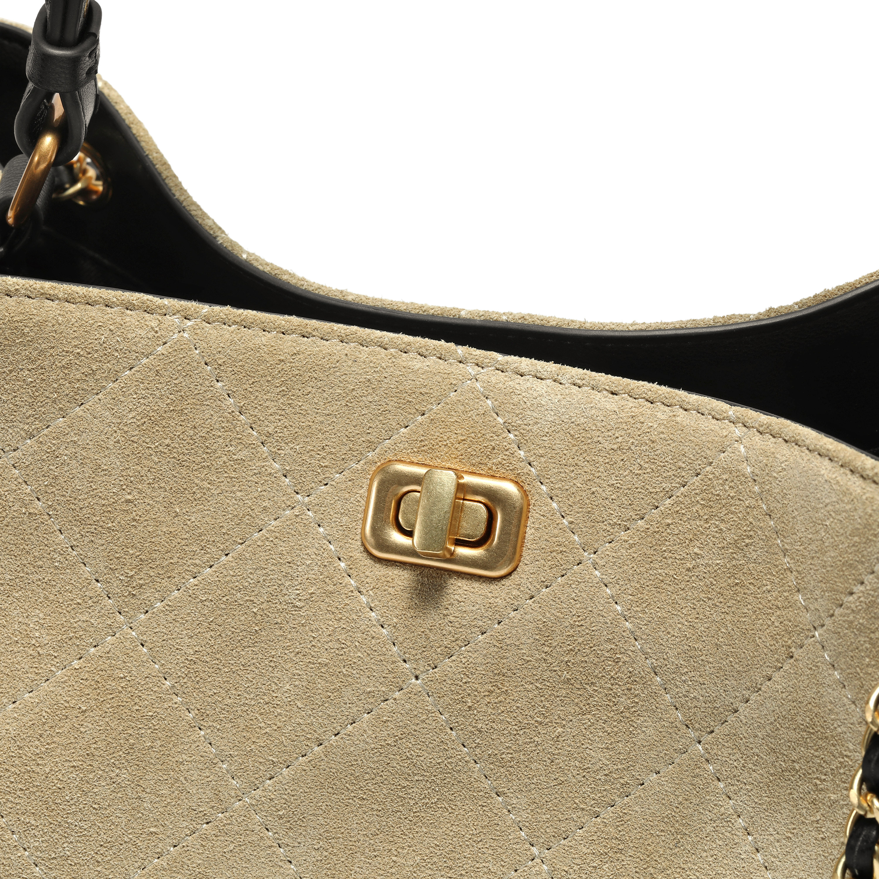 百丽包包女2025冬季新款反绒麂皮小香风撞色单肩托特包F3055DX5,淘宝优惠券,粉丝福利购,淘宝优惠卷