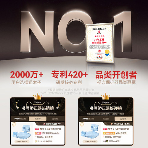 猫太子六维12°坐姿矫正器写字姿势儿童小学生防近视支架坐读写学习台写作业纠正防低头防驼背正姿桌面款神器 - 图0