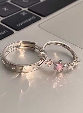 蝴蝶情侣戒指对戒ins小众设计感可调节荧光百搭指环ins学生食指戒