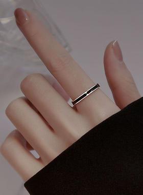 黑色素圈戒指女ins小众设计感开口可调节指环学生闺蜜轻奢食指戒