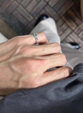 马尔代夫蓝钻枯枝戒指男女小指小拇指环高级感可调节食指戒送男友