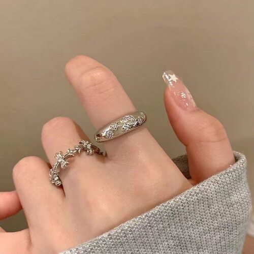 九个戒指套装组合极简风戒指女ins小众设计感冷淡风气质素圈指环 - 图0