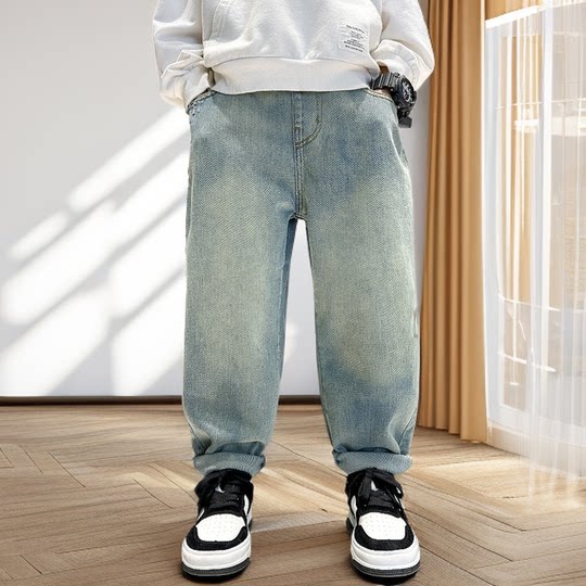 Children's clothing boys spring clothes pants 2025 new big children's spring and autumn casual jeans trousers spring trendy and cool boys