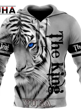 Spring and Autumn Tiger Lion Tattoo 3D Printed Men's Hoodie