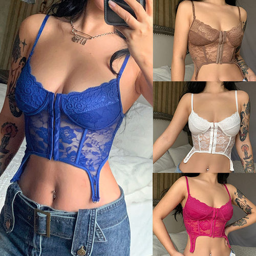 2022Vintage Clothes Y2k Corset Crop Top Women Cyber Baby Te-图1