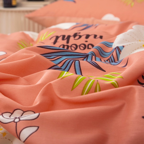 Покрывало, хлопковый комплект, хлопковая простыня, пододеяльник для школьников и студентов, 4 предмета, популярно в интернете, 1.8м