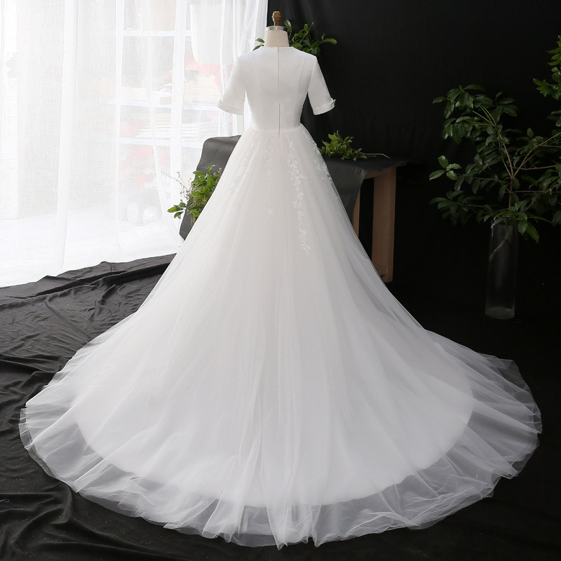 大码婚纱2020新款新娘v领简约复古 雪蜜鸟婚纱