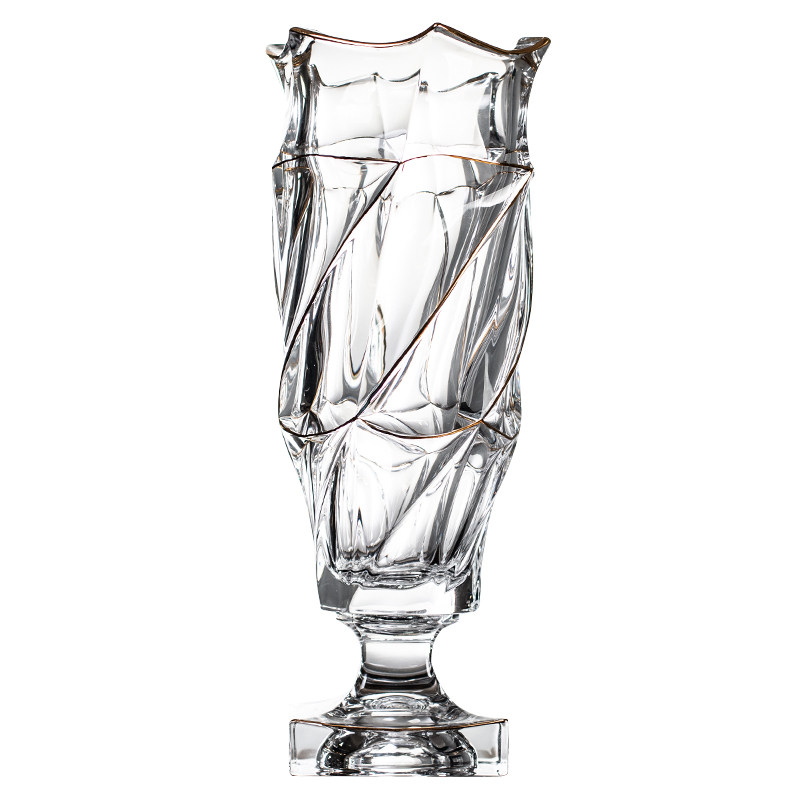 捷克进口bohemia水晶玻璃描金花瓶 开珏家居花瓶