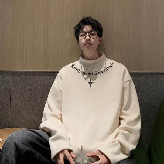 德绒半高领打底衫男生2025新款秋冬季长袖T恤重磅保暖内搭卫衣潮